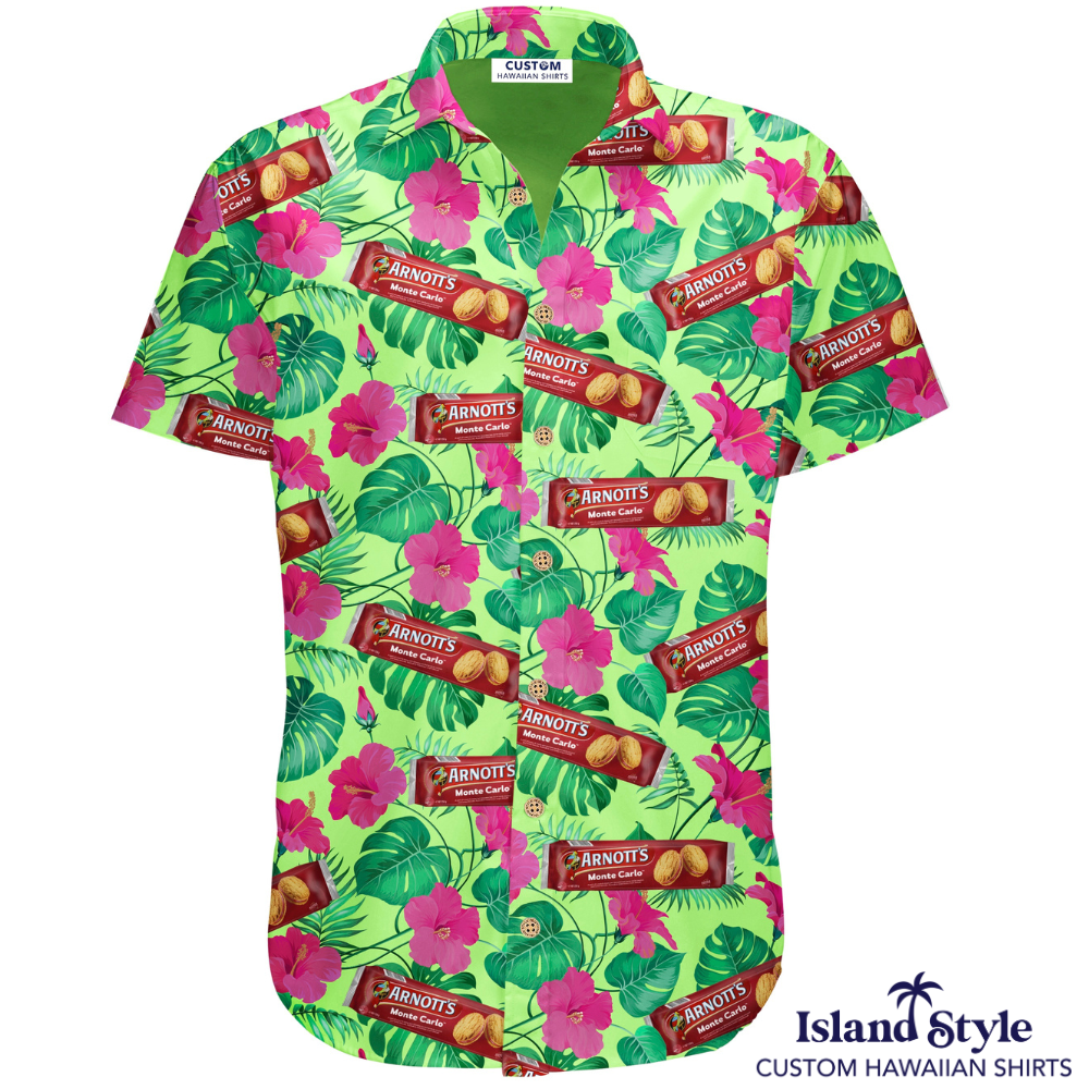 Arnott's National Sales Conference ordered some stand-out Custom Hawaiian Conference Shirts. We made shirts for many of their very well known brands and Aussie classics. Monte Carlos, Salada, Shapes, Tim Tams and Tiny Teddys.