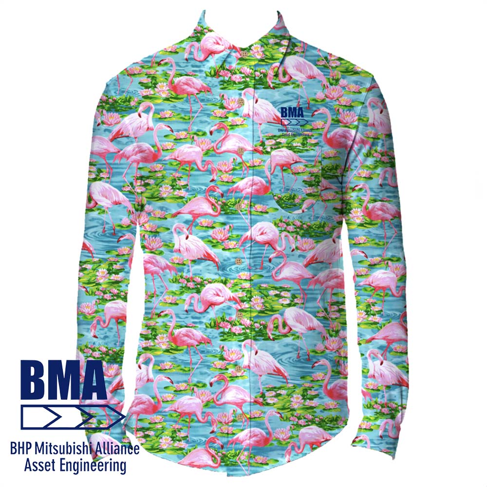 BMA BHP Mitsubishi Alliance - Turquoise Flamingo Long Sleeve Shirts