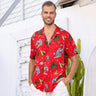 Mens Xmas Hawaiian Shirt | Aussie Christmas Red Party Shirts