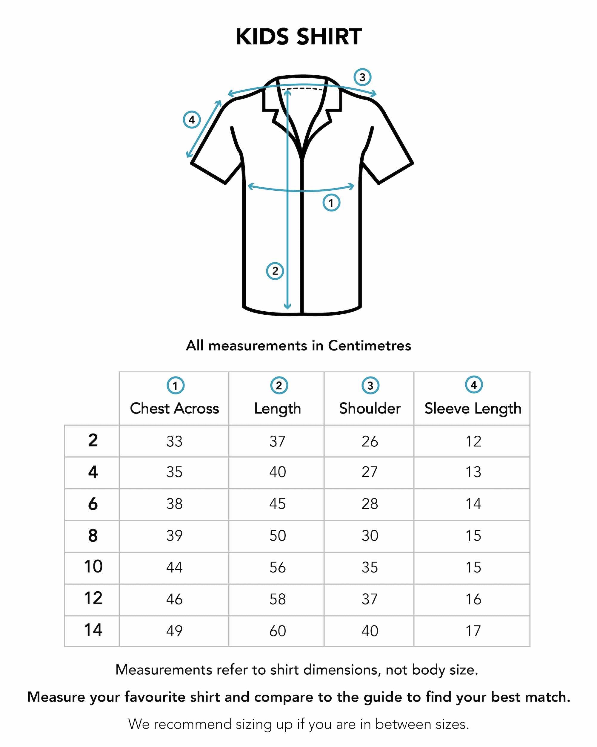 Kids Shirt Size Chart