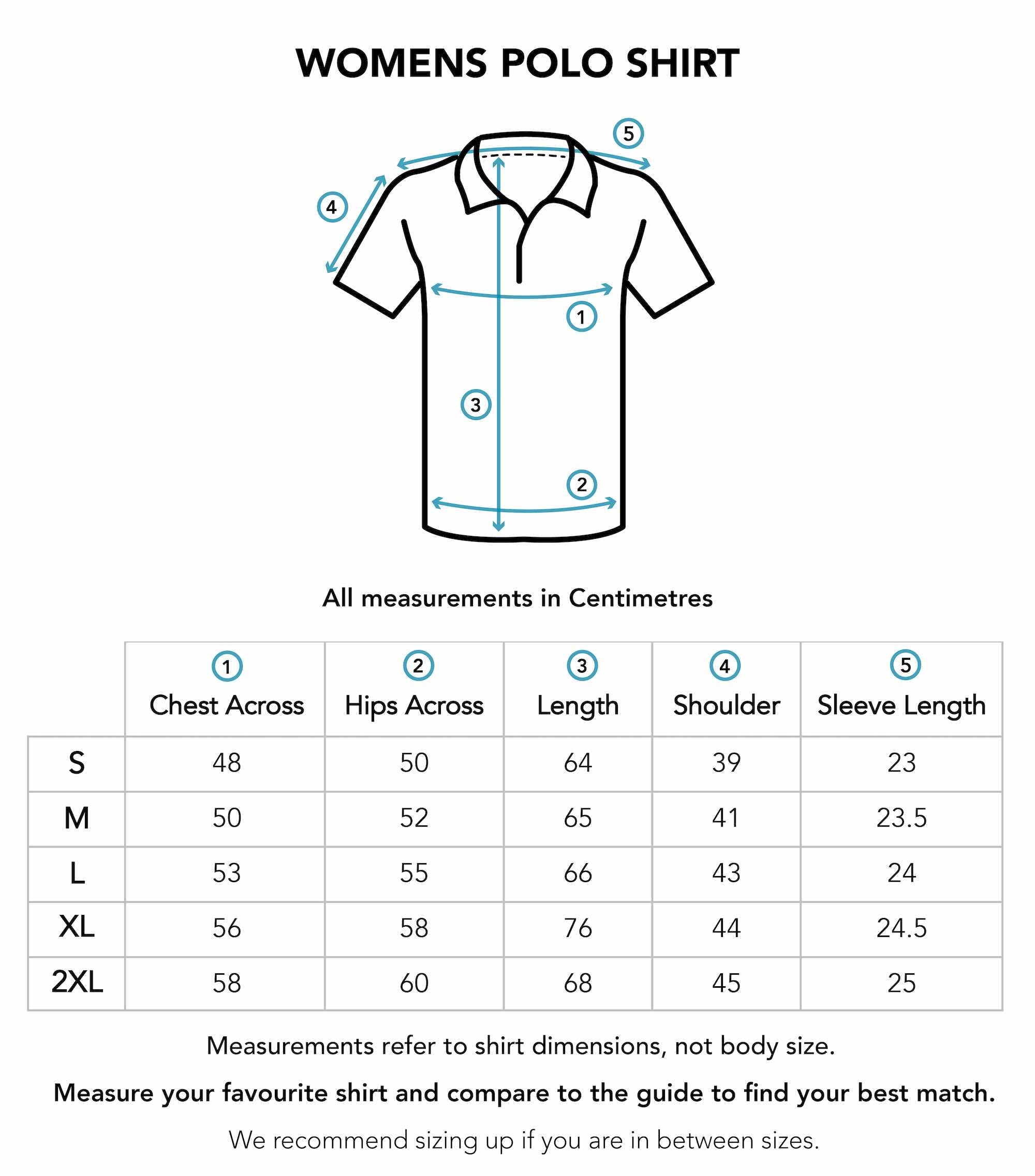 Womens Polo Shirt Size Chart