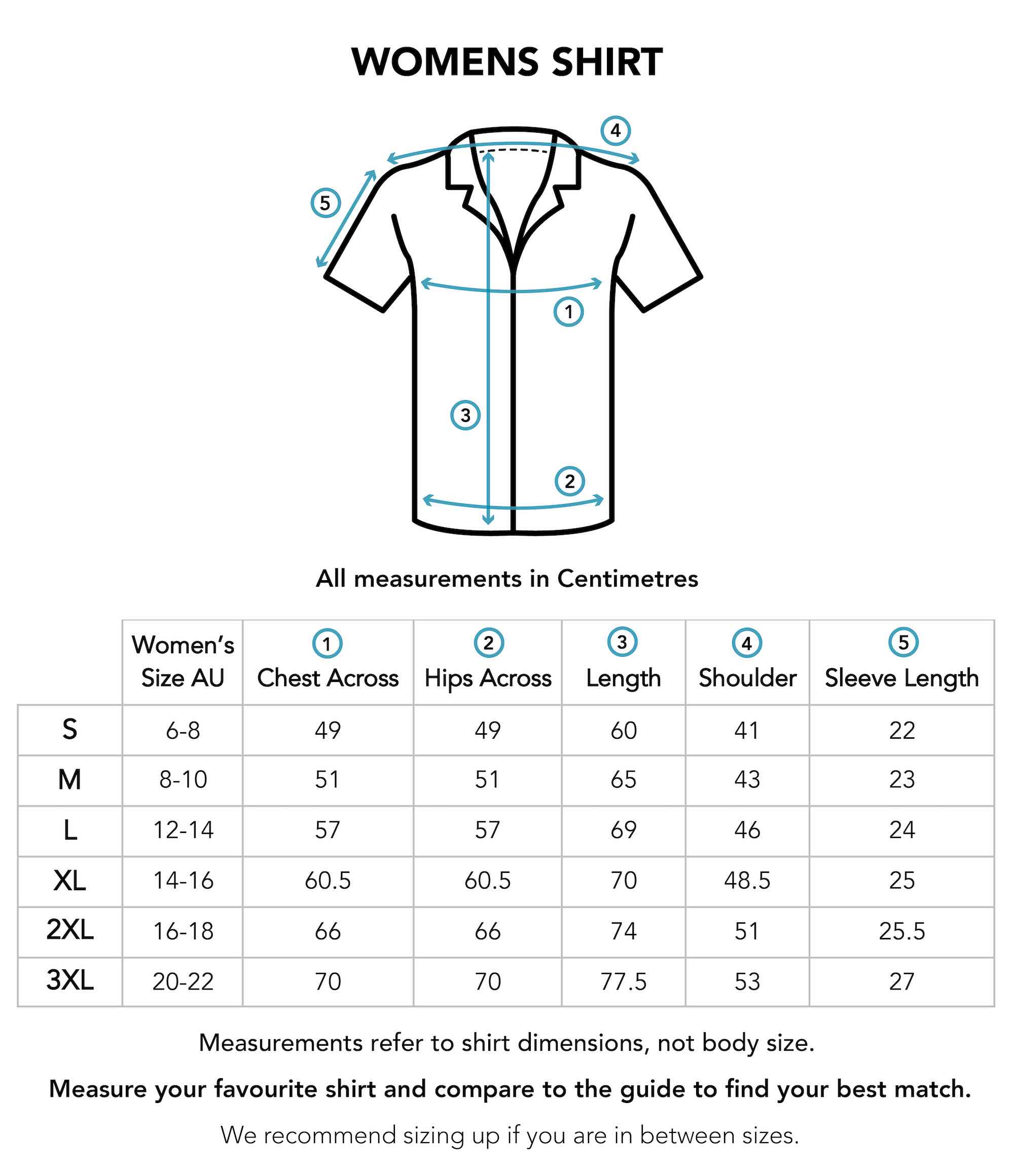 Womens Shirt Size Chart